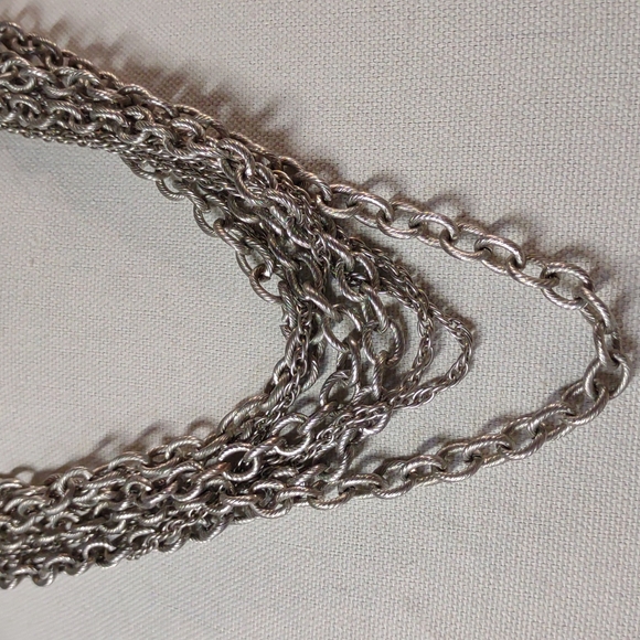 Muli Layered Silver Chain Link Necklace - Picture 2 of 5